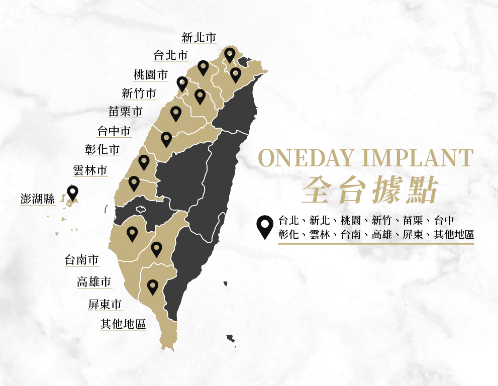 OneDay Implant植體全台據點